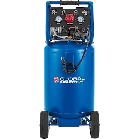Global Industrial Portable Quiet Electric Air Compressor, 1.8 HP, 20 Gal, 5.0 CFM, Oil-Free 133754